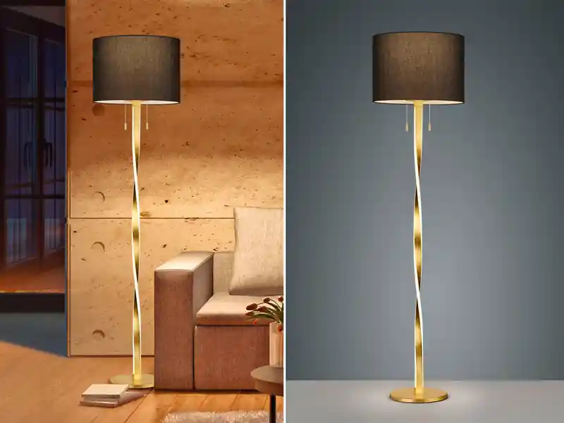 Trio Leuchten LED Stehlampe NANDOR, Stoff Lampenschirm schwarz und beleuchtetes Gestell, 160cm Jetzt Bestellen