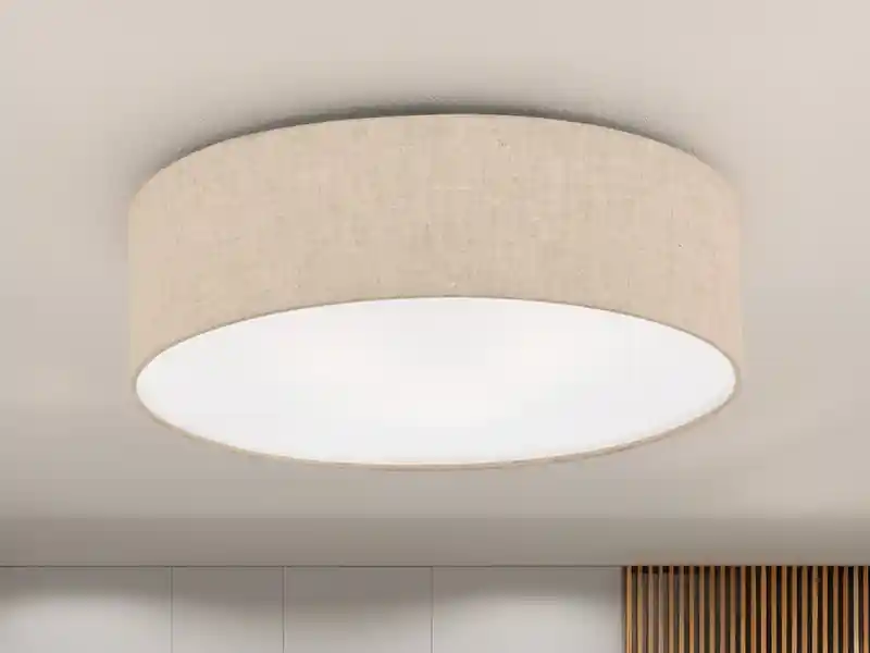Angebot Fischer & Honsel Deckenleuchte THOR rund mit Lampenschirm Leinen Beige, Ø 40cm