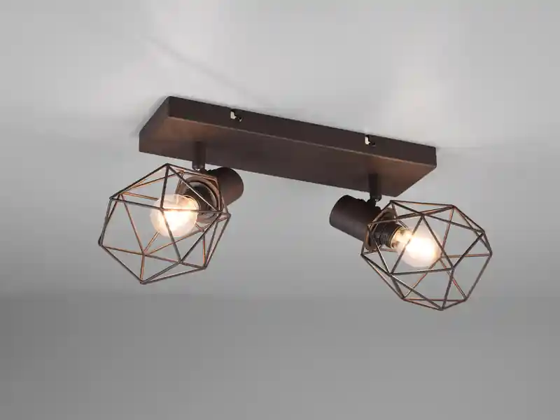 Knallerangebot meineWunschleuchte Industrial Deckenstrahler NARDA 2-flammig Gitter Rost-Optik, Breite 30cm