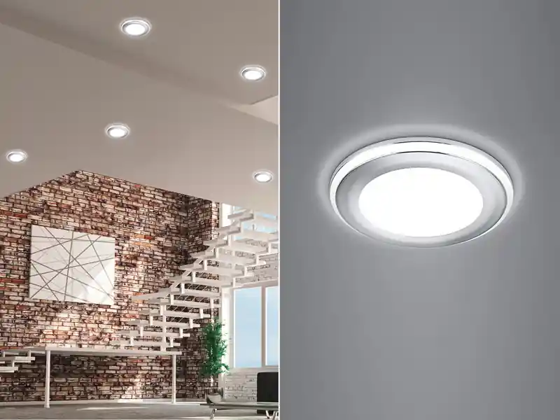 Knallerangebot Trio Leuchten Runder LED Deckeneinbaustrahler AURA Silber Chromfarben Ø 8,2cm