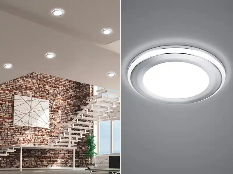 Highlight Trio Leuchten Runder LED Deckeneinbaustrahler AURA Silber Chromfarben Ø 14,8cm