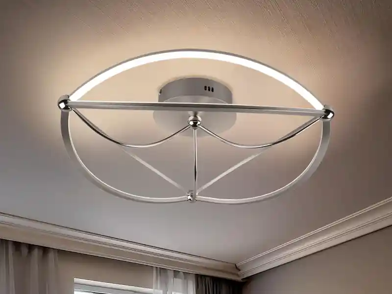 Trio Leuchten Moderne LED Deckenleuchte CHARIVARI hell & dimmbar über Schalter, Silber Ø 62cm Schneller Versand