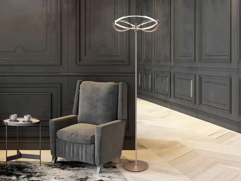 Günstig Trio Leuchten Moderne LED Stehlampe CHARIVARI Messing matt, Höhe 175cm