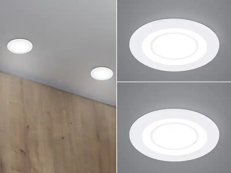 Finale Aktion meineWunschleuchte Runde LED Deckeneinbaustrahler 2er Set in Weiß matt Ø 8,2cm