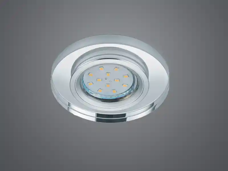 Echt Trio Leuchten Runder Deckeneinbaustrahler PIRIN in Silber Chrom mit Kristallglas Ø 9cm