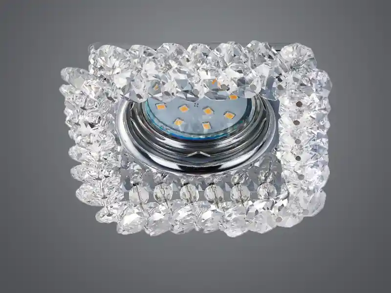 Sale meineWunschleuchte Eckiger LED Deckeneinbaustrahler in Silber Chrom mit Kristallglas 10 x 10cm