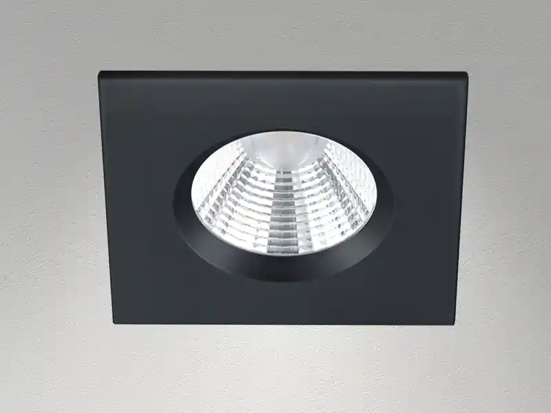 Aktuell Trio Leuchten Eckiger LED Deckeneinbaustrahler ZAGROS dimmbar in Schwarz matt, IP65