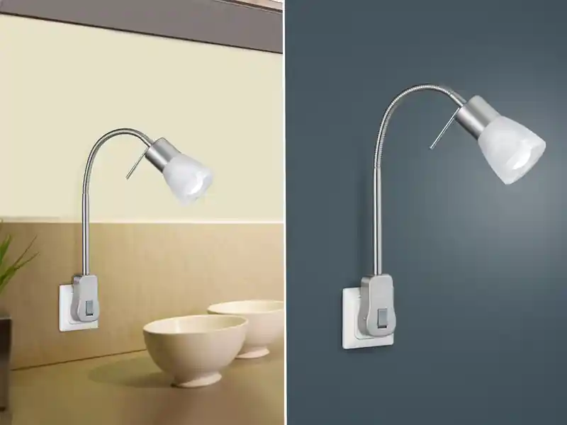 Trio Leuchten LED Steckerspot LEVISTO mit Schalter und Flexarm, Silber Höhe 40cm Heißes Angebot