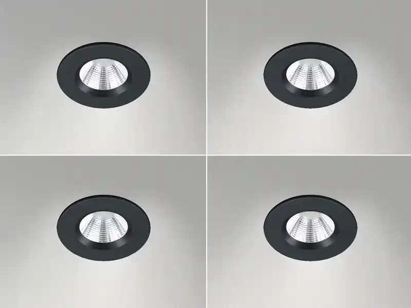 meineWunschleuchte 4er SET IP65 LED Deckeneinbaustrahler Schwarz rund, dimmbar, Ø 8,5cm Rabatt