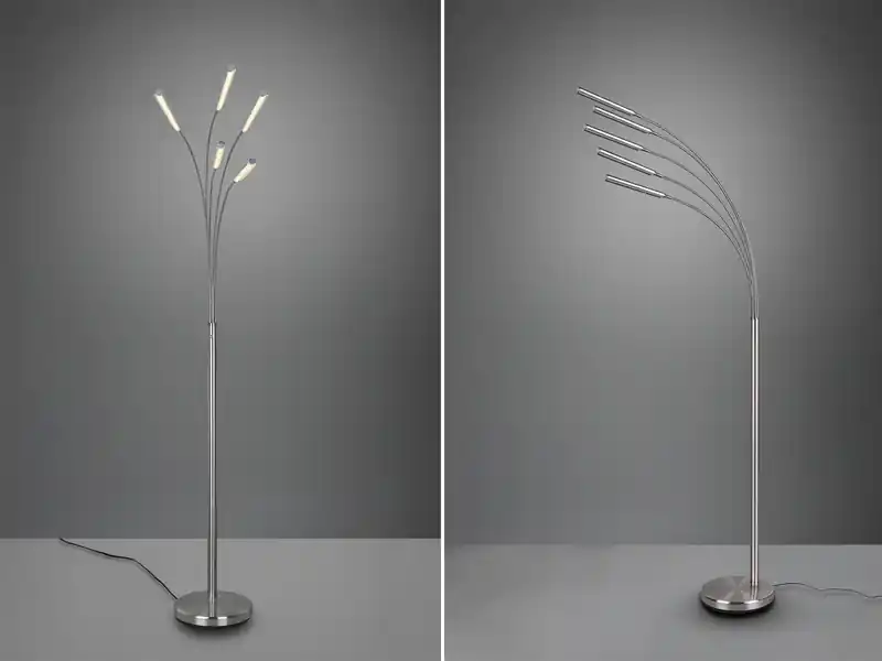 Preiswert RL LIVE YOUR LIGHT LED Stehleuchte REED 5 Arme Metall Silber, dimmbar - 195cm hoch