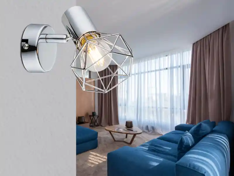 Globo Wandstrahler XARA Gitter Silber Chrom Industrial, Breite 10cm Nur Heute