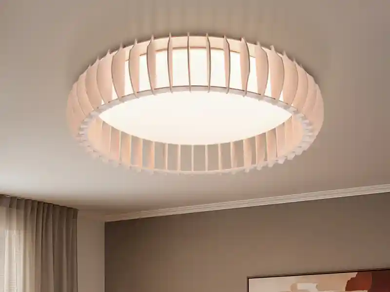 Letzte Chance RL LIVE YOUR LIGHT Große LED Deckenleuchte MONTE mit Naturholzlamellen & Fernbedienung, Ø 60cm