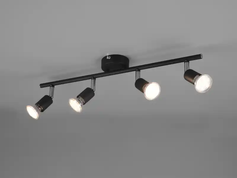 Super-Preis RL LIVE YOUR LIGHT Deckenstrahler PARIS 4-flammig Metall Schwarz, Breite 50cm