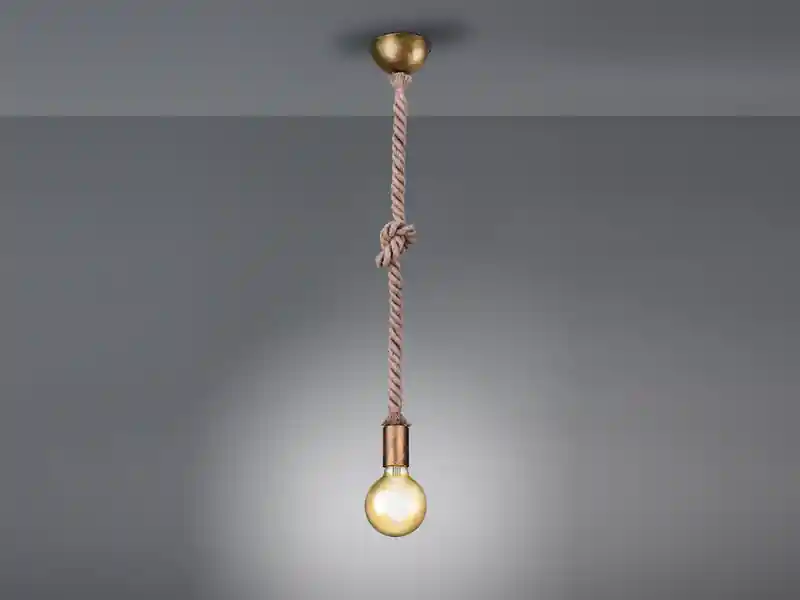 Versand Am Gleichen Tag meineWunschleuchte Rustikales LED Schnurpendel aus Hanfseil mit Knoten, Höhe 150cm
