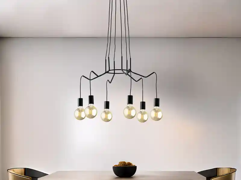 Preis Gesenkt meineWunschleuchte 6 flammiger LED Kronleuchter Ø66cm Schwarz - minimalistisch moderne Spinnenlampe