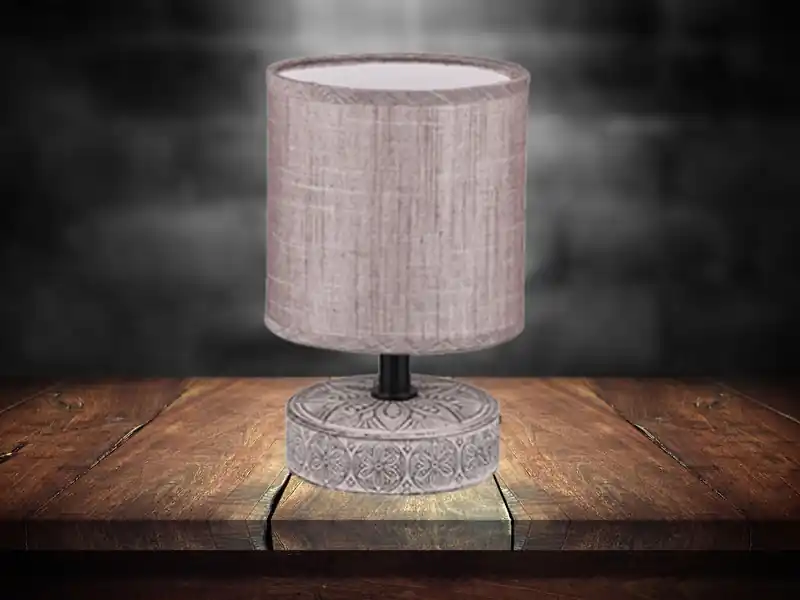 meineWunschleuchte Moderne LED Keramik Tischleuchte Stofflampenschirm in Braun, Höhe 20cm Must-Have