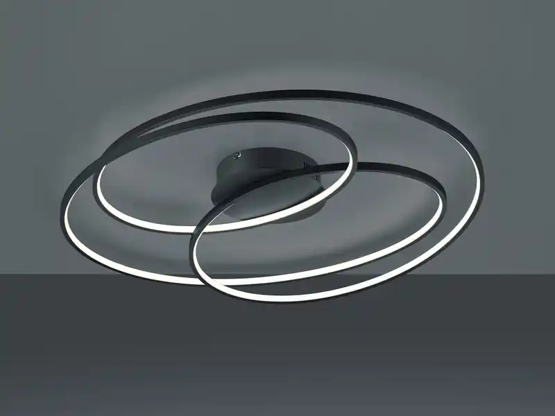 Begrenztes Angebot Trio Leuchten Große LED Deckenlampe GALE hell, dimmbar über Schalter, Schwarz, Breite 80cm