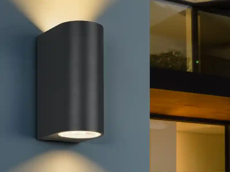 Geprüft meineWunschleuchte Runde Außenwandleuchte Up and Down Anthrazit mit GU10 LED, Höhe 15cm