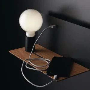 ECO-LIGHT LED Wandleuchte Schwarz mit USB Ladefunktion & Ablage - Glühbirne verstellbar Kostenloser Versand