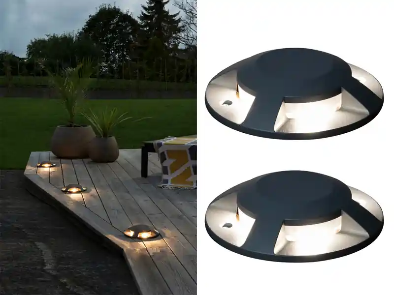 Konstsmide Terrassen- Bodenaufbaustrahler mit 4 LEDs ALU anthrazit Ø20cm, IP65 Must-Have