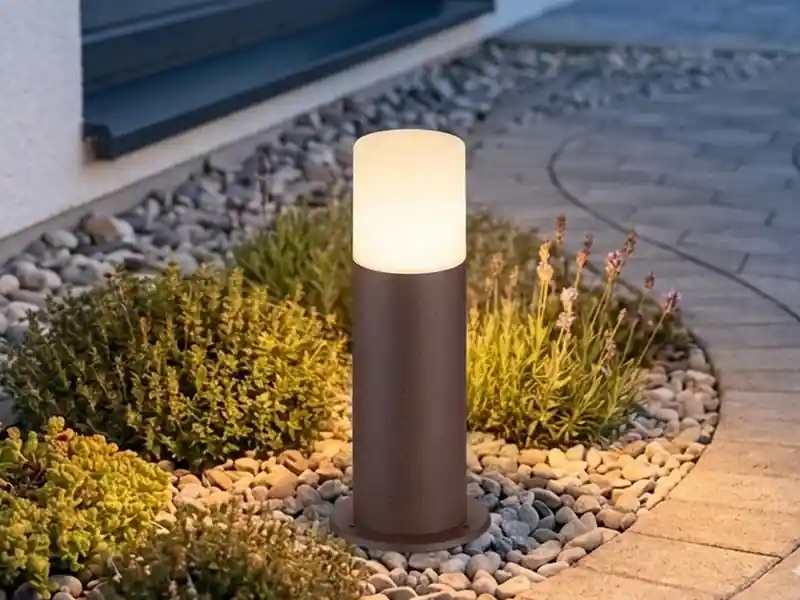 meineWunschleuchte LED Außen Sockelleuchte aus Aluminium in Rostoptik E27, Höhe 30cm Billig