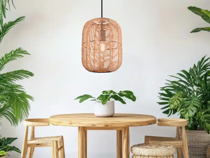 Trio Leuchten Hängelampe RUNA mit Lampenschirm geflochten aus Sisal, Ø 35cm Online Kaufen