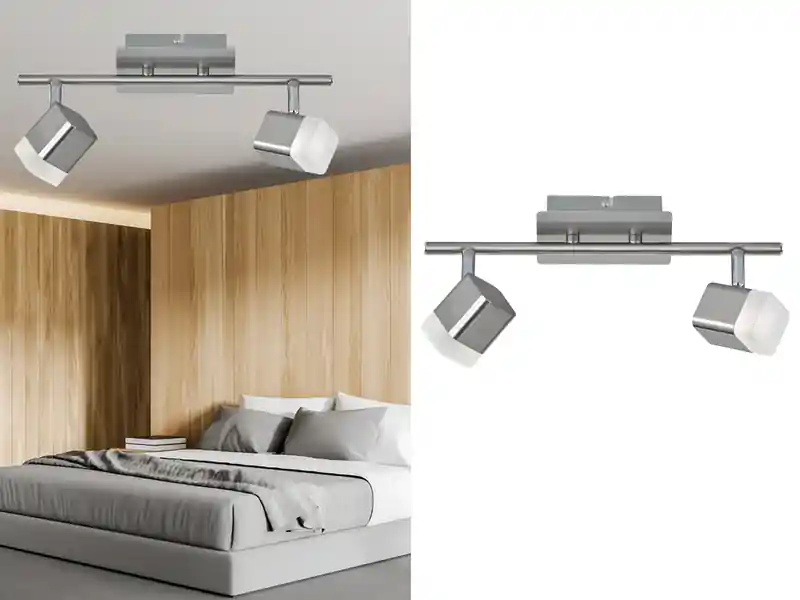 Nur Für Kurze Zeit meineWunschleuchte 2er SET LED Deckenstrahler 2-flammig Silber matt, Breite 34cm