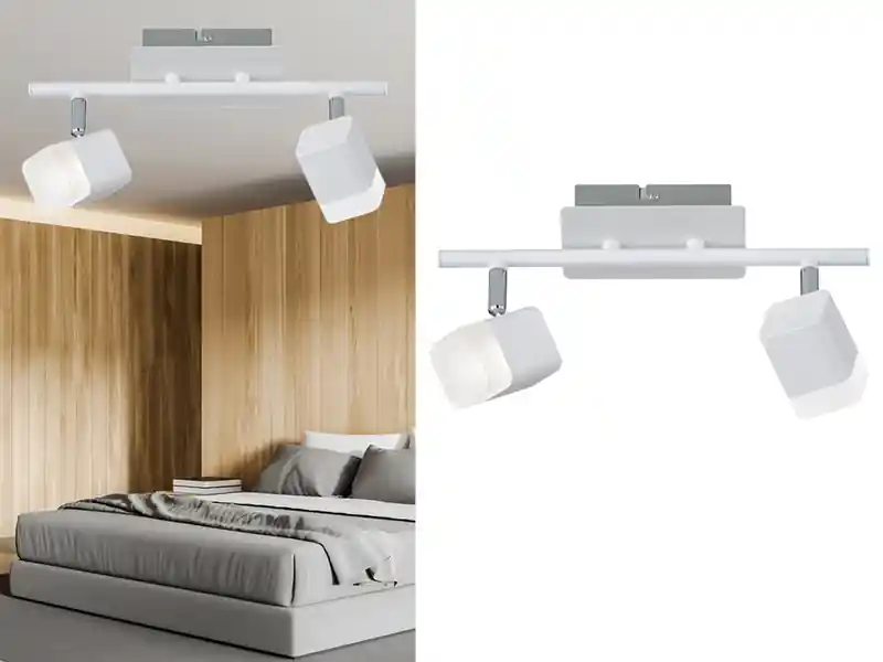 Billig meineWunschleuchte 2er SET LED Deckenstrahler 2-flammig Weiß matt, Breite 34cm