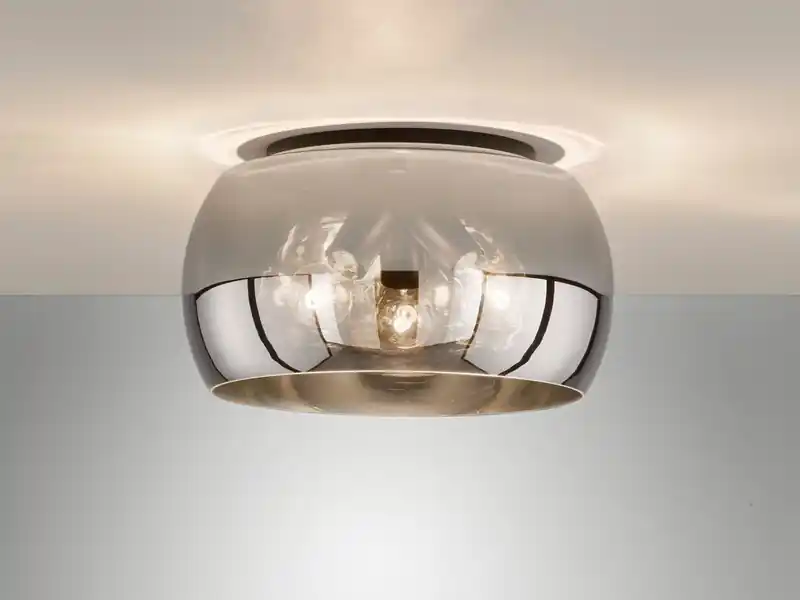 Sonderaktion Fischer & Honsel Deckenleuchte DIMA rund aus Rauchglas Industrial, Ø 40cm