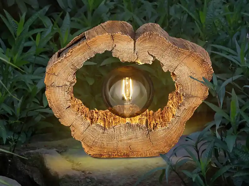 Online Kaufen Globo LED Solarleuchte in Holzfarben mit Globe Höhe 25,5cm