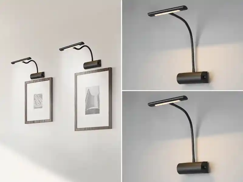 Solange Der Vorrat Reicht meineWunschleuchte LED Bilderleuchte 2er Set Wandleuchte mit Drehdimmer, Schwarz