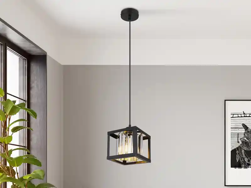 Expressversand Globo Pendelleuchte MATHILDE mit Rauchglas Kristallen 1-flammig, Breite 17cm