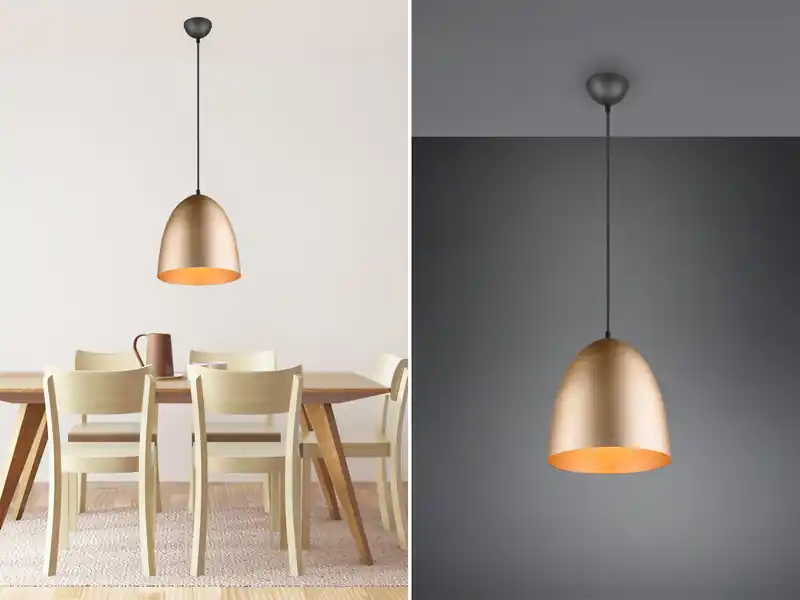 meineWunschleuchte LED Pendelleuchte einflammig Metall Messing rund, Ø 25cm Meistverkauft
