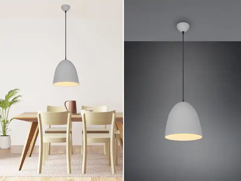 meineWunschleuchte LED Pendelleuchte einflammig Metall Grau rund, Ø 25cm Garantierte Lieferung
