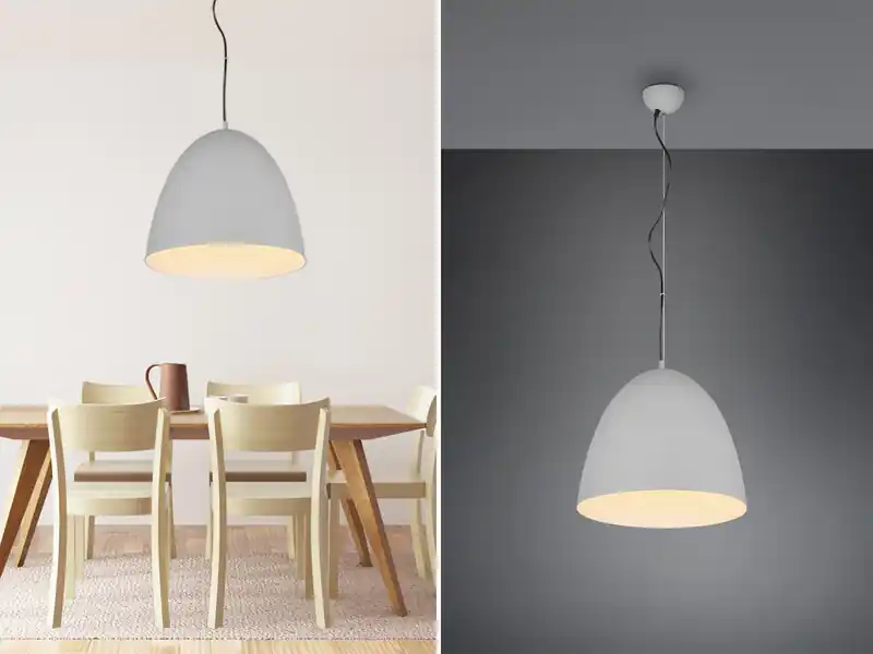 meineWunschleuchte LED Pendelleuchte einflammig Metall Grau rund, Ø 40cm Schneller Versand