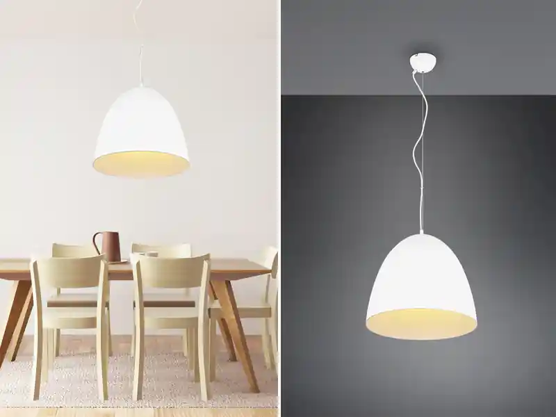 meineWunschleuchte LED Pendelleuchte einflammig Metall Weiß rund, Ø 40cm Günstig