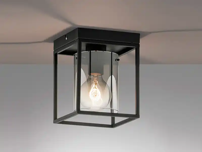 meineWunschleuchte Deckenlampe 1-flammig Schwarz mit Rauchglas & LED dimmbar, Quadrat 16cm Online Kaufen