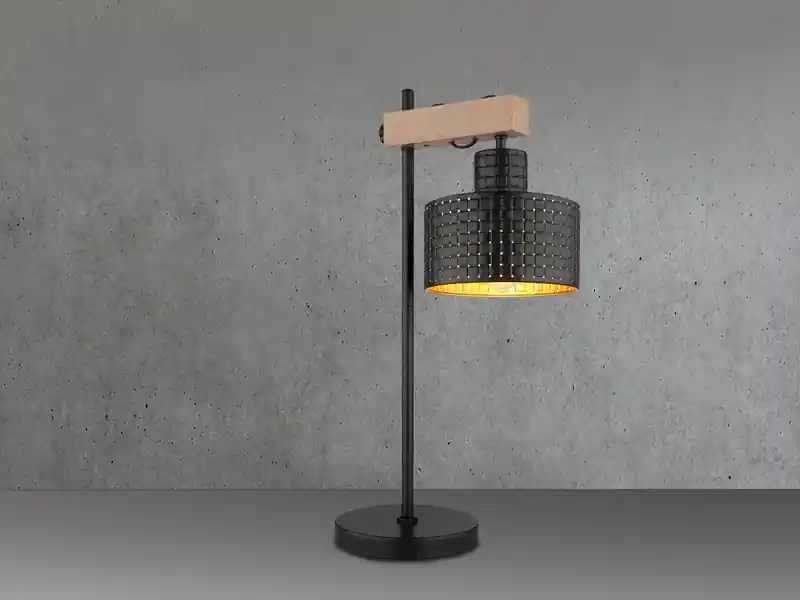 Nur Für Kurze Zeit meineWunschleuchte Große LED Tischleuchte Metall mit Stanzmuster Schwarz Gold, Höhe 55cm