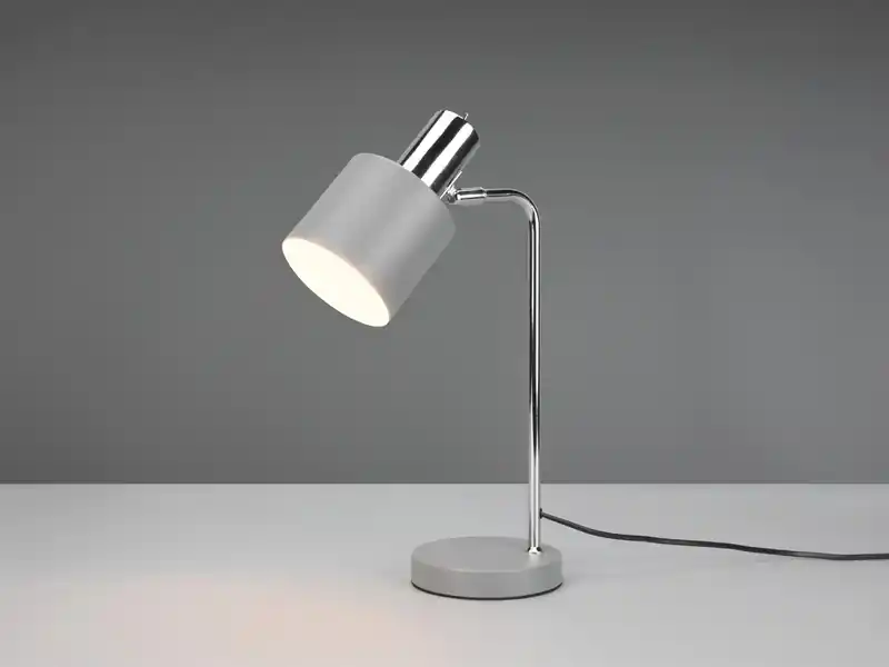 Meistverkauft meineWunschleuchte LED Tischleuchte Chrom & Metallschirm Grau Höhe 44cm