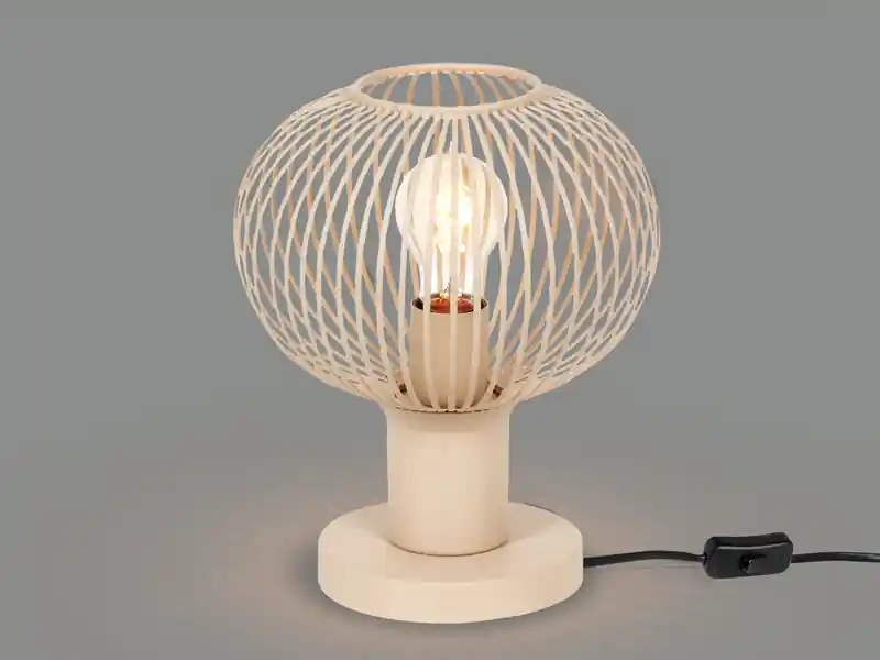 Top-Angebot meineWunschleuchte LED Tischleuchte mit Gitter Lampenschirm Beige, Höhe 28cm