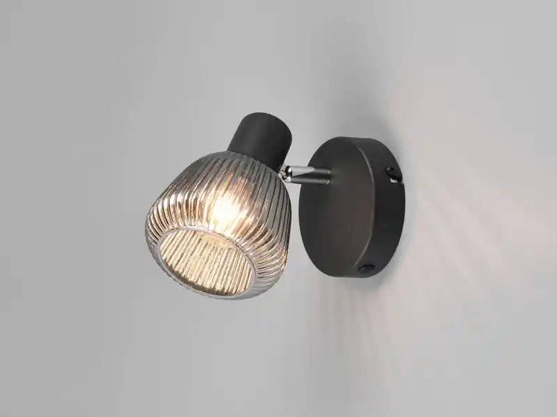 meineWunschleuchte LED Wandstrahler mit Glasschirm Chrom bedampft, Breite 10cm Neuheit