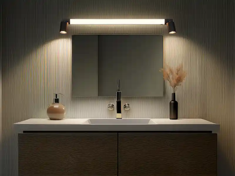 meineWunschleuchte LED Bad Spiegelleuchte mit 2 Strahlern & Schalter, Schwarz Breite 90cm Preiswert