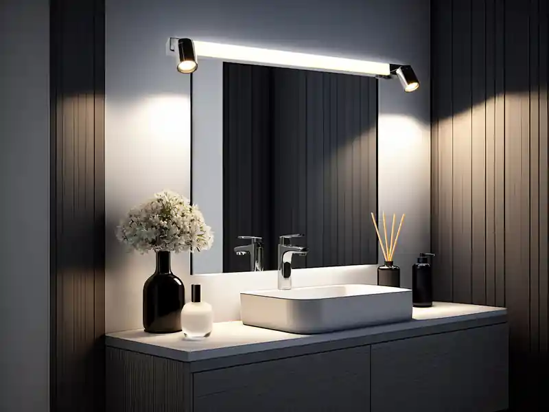meineWunschleuchte LED Bad Spiegelleuchte mit 2 Strahlern & Schalter, Chrom Breite 90cm Versand Am Gleichen Tag