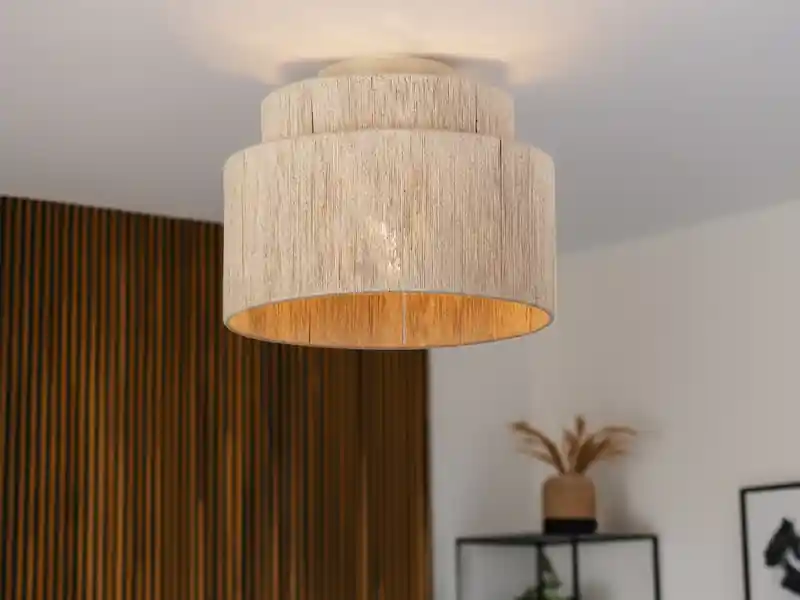meineWunschleuchte LED Deckenleuchte aus Jute Natur im Boho Stil, Ø 30cm Top-Preis