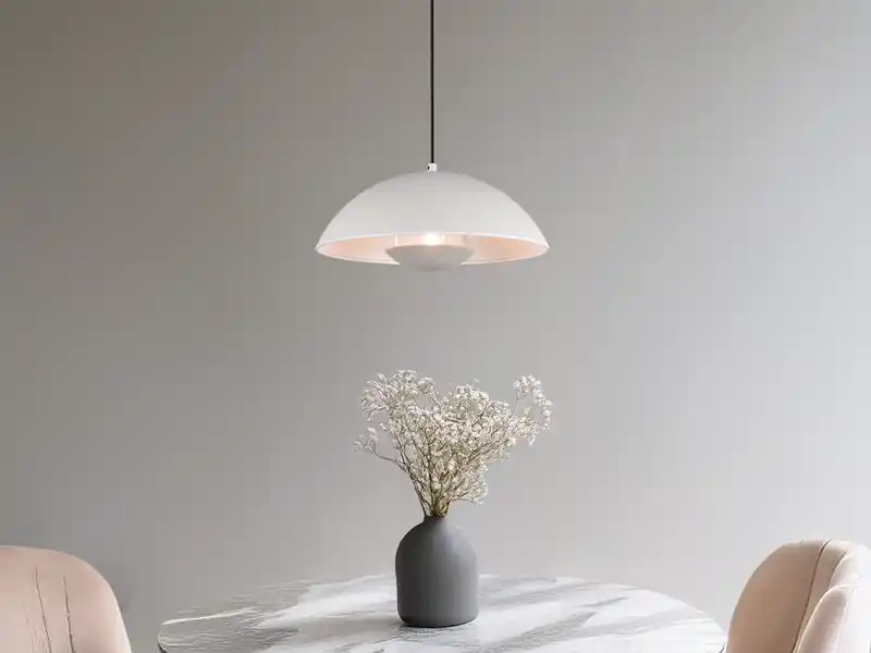 Preiswert meineWunschleuchte Pendelleuchte VARYA Metallschirm Hellgrau mit Blendschutz, Ø 32cm