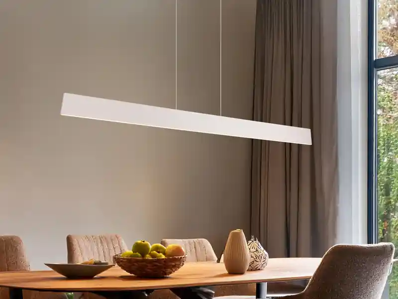 Direktkauf Trio Leuchten Höhenverstellbare LED Pendelleuchte GALWAY dimmbar, Hellgrau Breite 150cm
