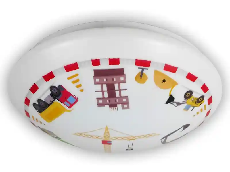 Niermann Coole Deckenlampe mit Baustellen Motiv fürs Kinderzimmer, bunt Ø 35cm Schnäppchen