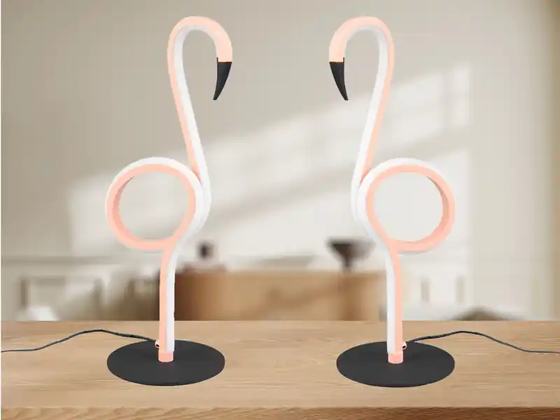 meineWunschleuchte 2er SET LED Deko Tischlampen Rosa mit Schnurschalter, Höhe 35cm Preisknaller