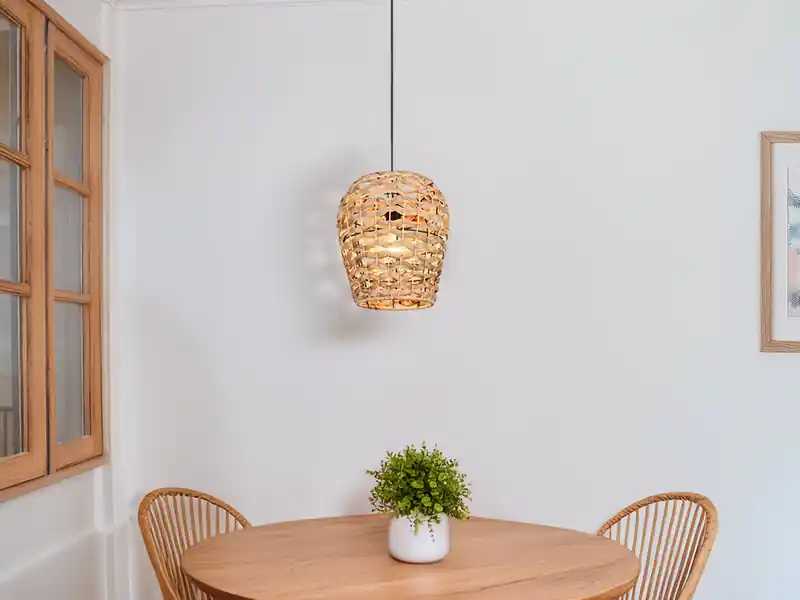 meineWunschleuchte LED Pendelleuchte mit Lampenschirm geflochten aus Wasserhyazinthe, Ø 29cm Markenprodukt