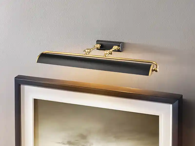 meineWunschleuchte Große LED Bilderleuchte in Schwarz-Altmessing, verstellbar, Breite 70cm Sale